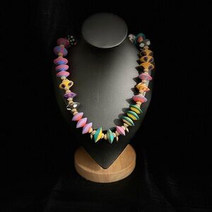 Vintage Vibrant Painted Wooden Beaded Necklace